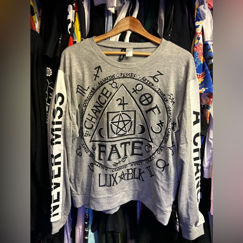 LUX BLK EXCLUSIVE Fully Hand painted Chances Fate Astrological long sleeve LRG